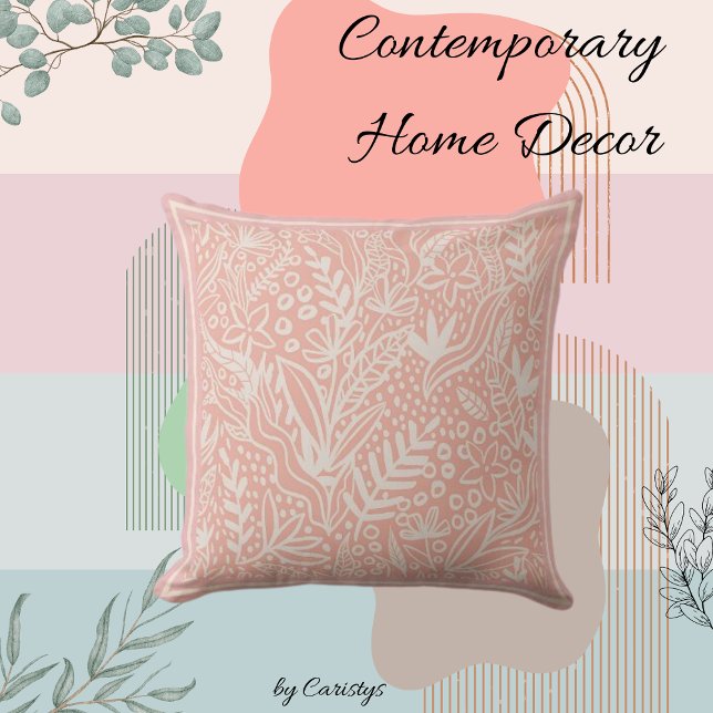 Contemporary Blush Pink with White Throw Pillow (Creator Uploaded)