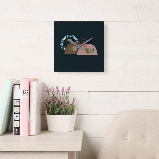 Contemporary  Boho  Rustic  Square Wall Clock (Reading Room)