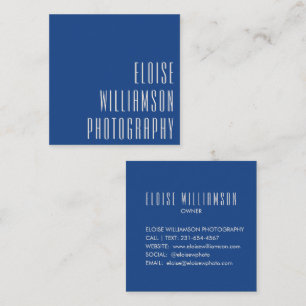 Contemporary Bold Vibrant Cobalt Typography Square Business Card