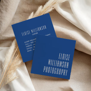 Contemporary Bold Vibrant Cobalt Typography Square Business Card