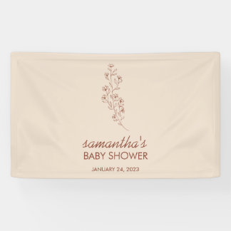 Contemporary Botanical Baby Shower Calligraphy Art Banner