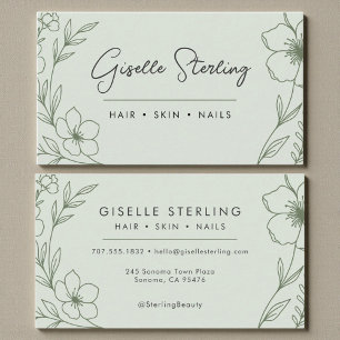 Contemporary Botanical Sage Green Business Card