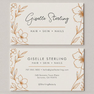 Contemporary Botanical Taupe and Copper Business Card