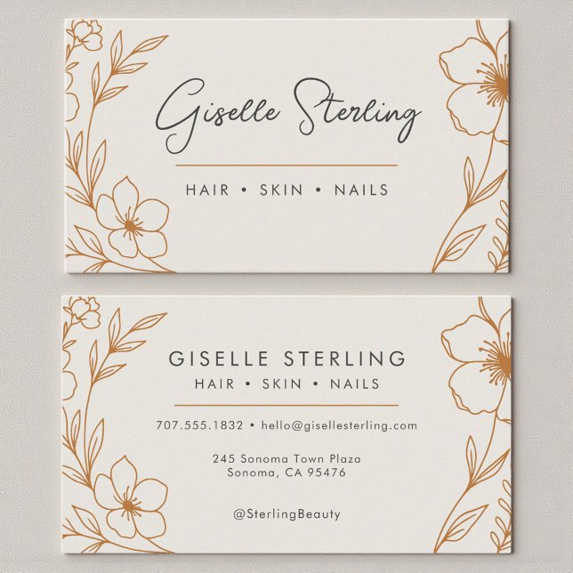 Contemporary Botanical Taupe and Copper Business Card (Creator Uploaded)