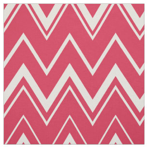Contemporary bright red and white chevron pattern fabric