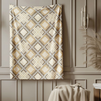 Contemporary Brown and Ivory Subtle Patterns  Fleece Blanket