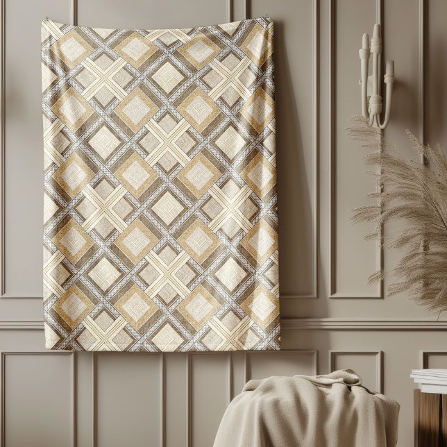 Contemporary Brown and Ivory Subtle Patterns  Fleece Blanket (Contemporary Brown and Ivory Subtle Patterns Fleece Blanket)