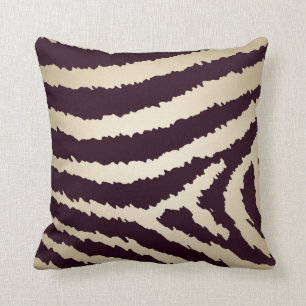 Contemporary Brown Jagged Zebra Print Throw Pillow