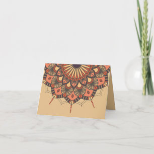 Contemporary Brown Peach Mandala Thank You Card