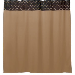 Contemporary Brown with Geometric  Shower Curtain