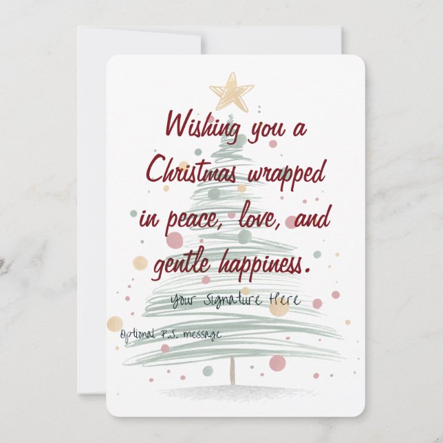 Contemporary Brushstroke Christmas Tree Holiday Card (Back)