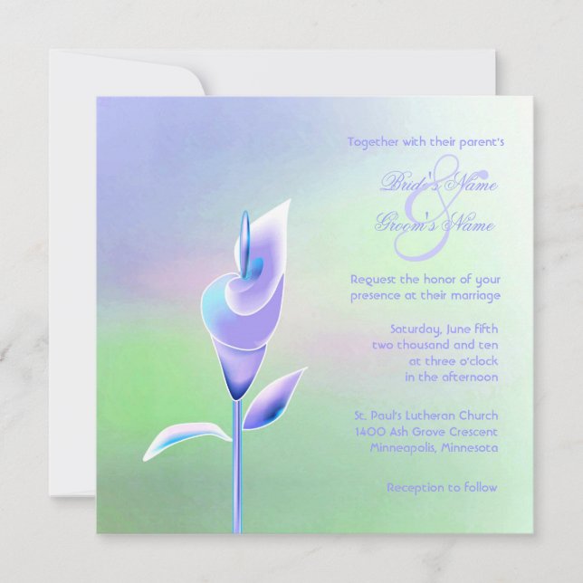 Contemporary Calla Lily Wedding Invitation (Front)