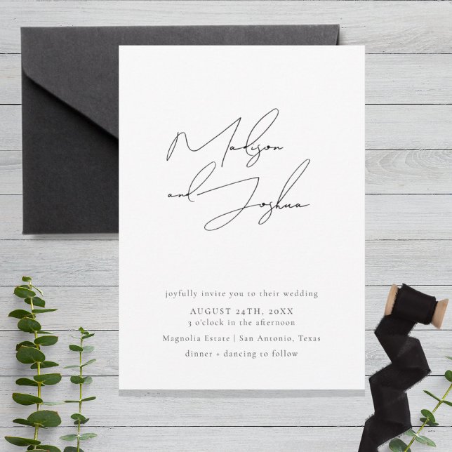 Contemporary Calligraphy Simple Wedding Invitation (Creator Uploaded)