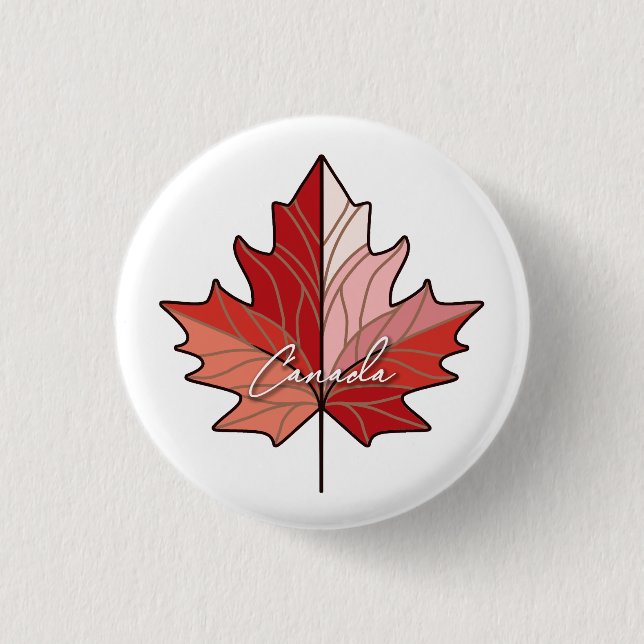 Contemporary Canadian Maple Leaf ID1071 3 Cm Round Badge (Front)