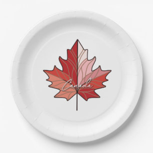 Contemporary Canadian Maple Leaf ID1071 Paper Plate