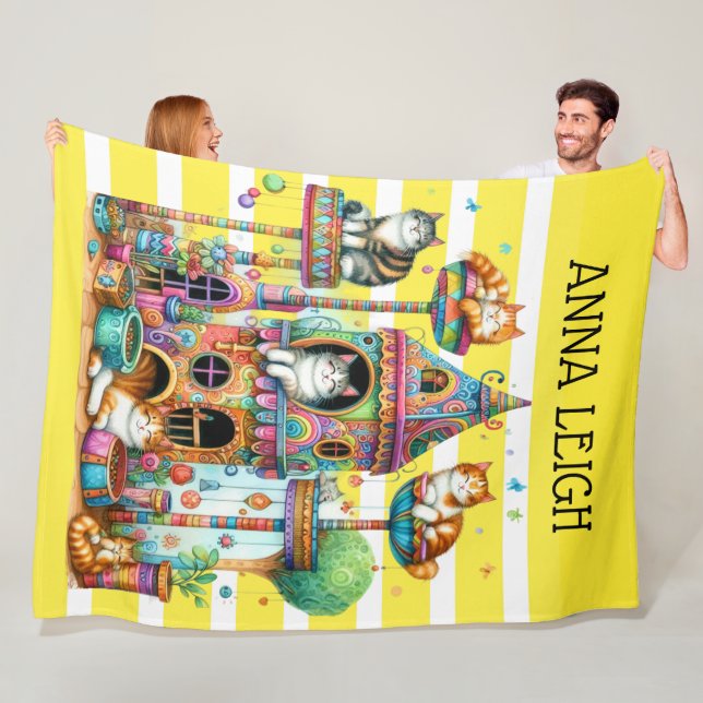 Contemporary Cats Fleece Blanket (In Situ)