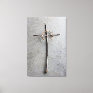 Contemporary Celtic Cross of Sticks and Vines Canvas Print