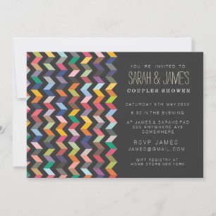Contemporary Chevron Couples Shower Party Invite