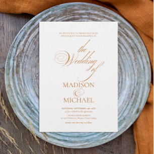 Contemporary Chic Boho Orange Fall Wedding Invitation