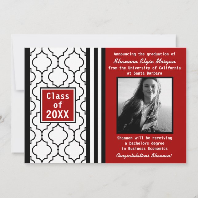 Contemporary Chic Graduation Photo Announcement 1 (Front)