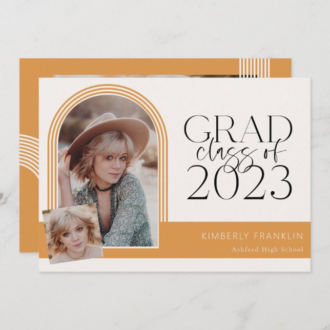 Contemporary Chic Graduation Photo Invitation (Front/Back)