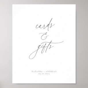 Contemporary Chic Grey Minimalist Cards Gifts Poster