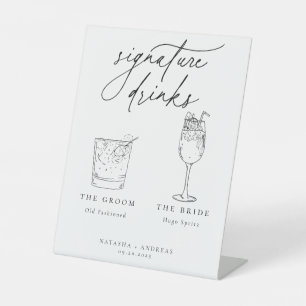 Contemporary Chic Minimalist Signature Drinks Pedestal Sign