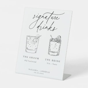 Contemporary Chic Minimalist Signature Drinks Pedestal Sign