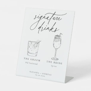 Contemporary Chic Minimalist Signature Drinks Pedestal Sign