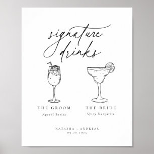 Contemporary Chic Minimalist Signature Drinks Poster