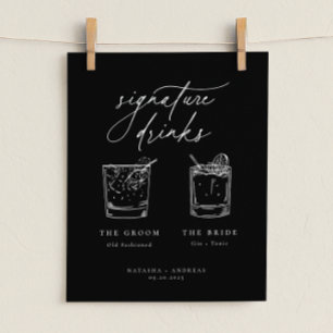 Contemporary Chic Minimalist Signature Drinks Poster