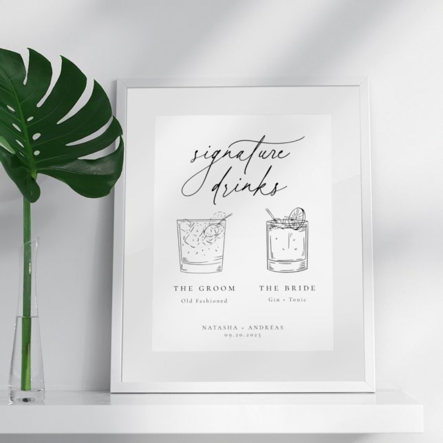 Contemporary Chic Minimalist Signature Drinks Poster (Creator Uploaded)
