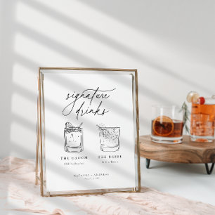 Contemporary Chic Minimalist Signature Drinks Poster