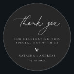 Contemporary Chic Minimalist Wedding Thank You Classic Round Sticker<br><div class="desc">Contemporary Chic Minimalist,  black wedding thank you favour stickers.</div>