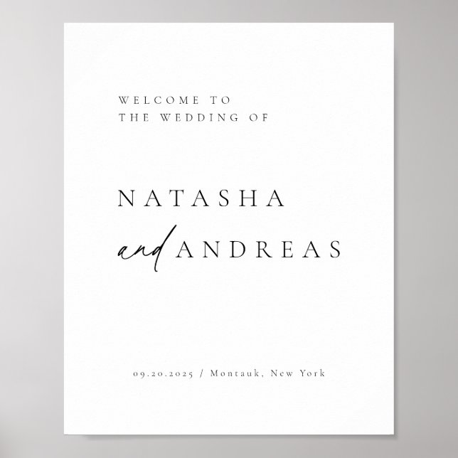 Contemporary Chic Minimalist Wedding Welcome Poster (Front)