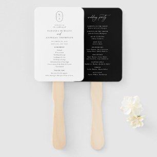 Contemporary Chic Monogram Wedding Program Hand Fan