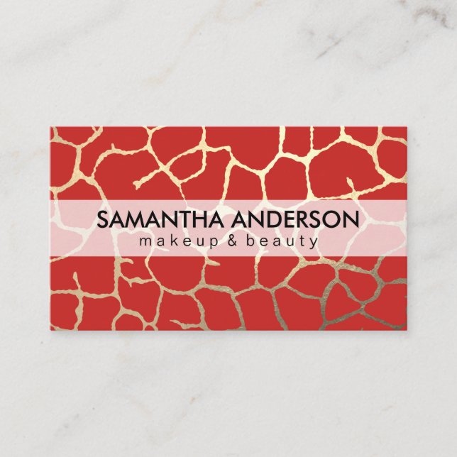 Contemporary Chic Pattern Red Black Business Card (Front)