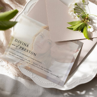 Contemporary Chic Script Horizontal Photo Wedding Invitation