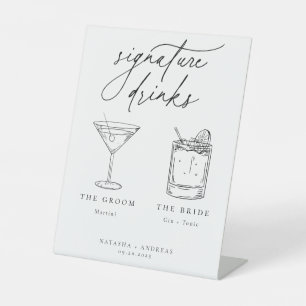 Contemporary Chic Signature Drinks Pedestal Sign