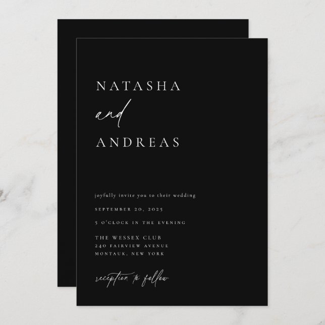 Contemporary Chic Wedding Invitation (Front/Back)
