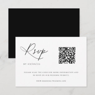 Contemporary Chic Wedding QR Code RSVP Card
