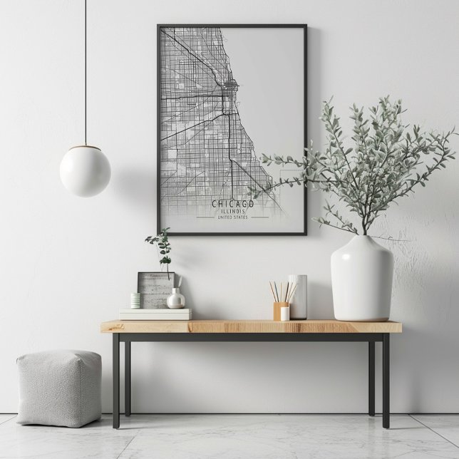Contemporary Chicago Illinois Street Map Poster (Creator Uploaded)
