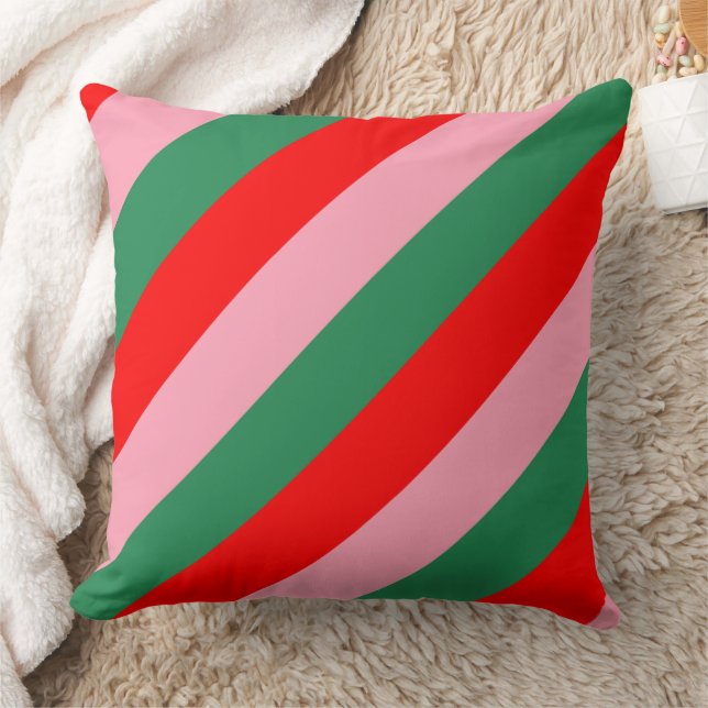 Contemporary Christmas Candy Stripes  Cushion (Blanket)