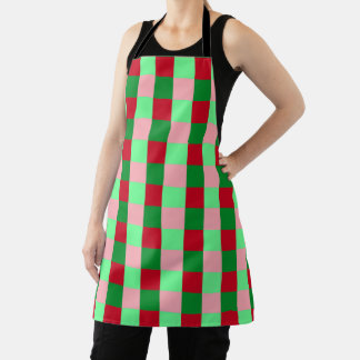 Contemporary Christmas Checkerboard Pattern Apron