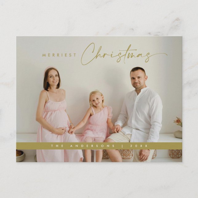  Contemporary Christmas Greeting, Family Photo Postcard (Front)