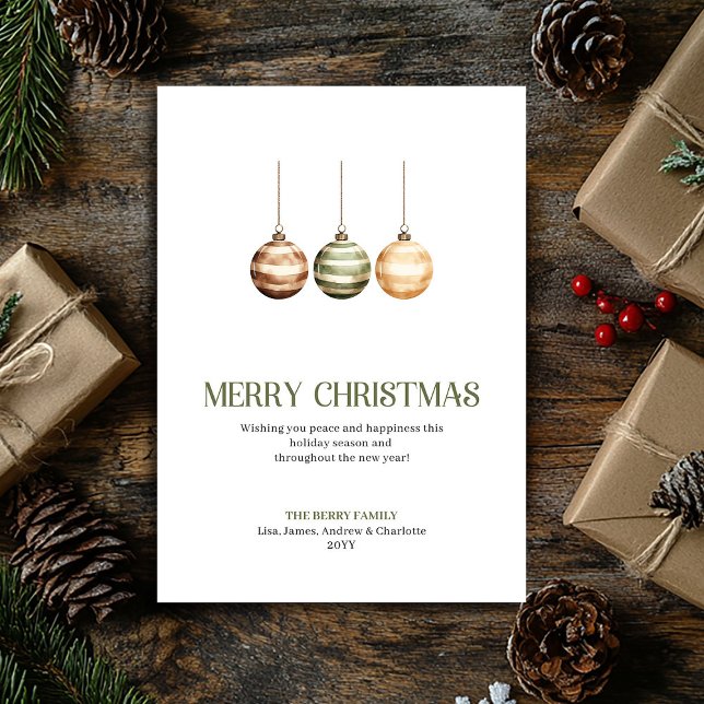 Contemporary Christmas Ornament Earth Tone Holiday Card (Contemporary Christmas Ornament Earth Tone Holiday Card)