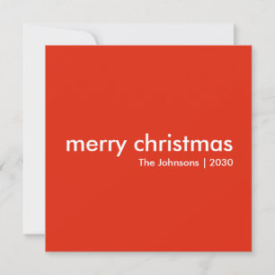 Contemporary Christmas Red Modern Simple Square Holiday Card