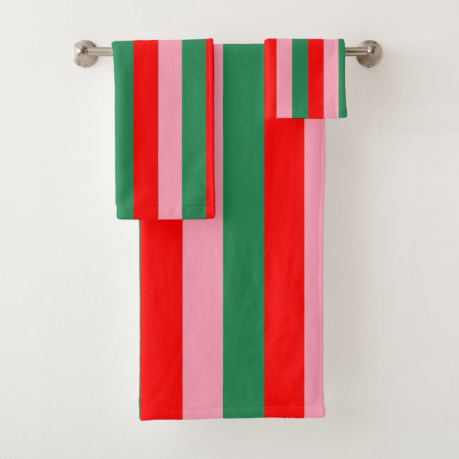 Contemporary Christmas Stripes  Bath Towel Set (Insitu)