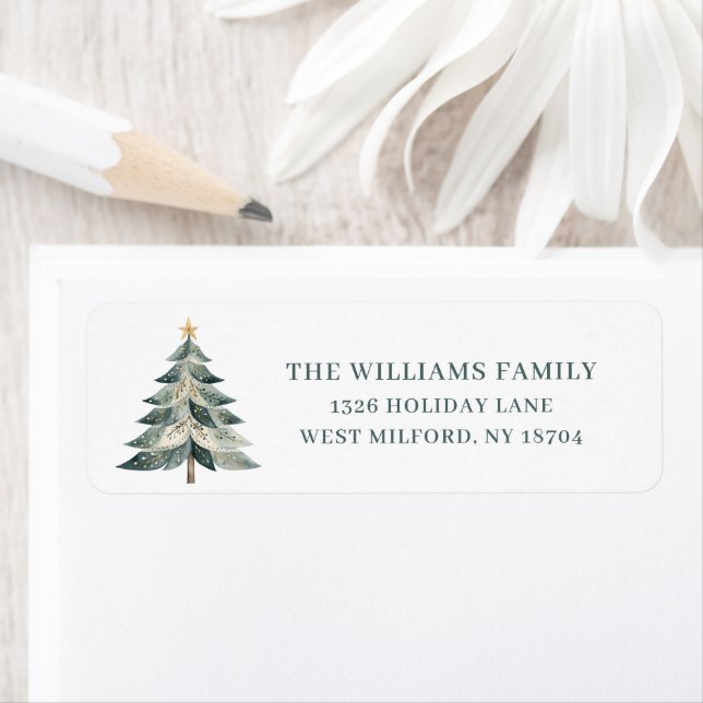 Contemporary Christmas Tree Address Label (Insitu)