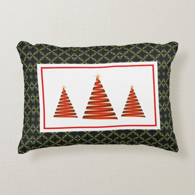 Contemporary Christmas Tree Trio Decorative Cushion (Front)